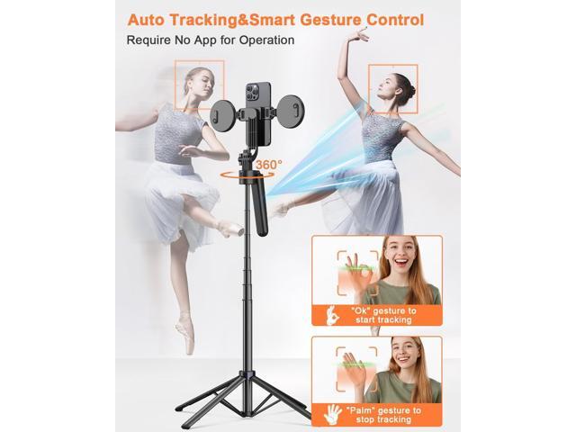 71 Auto Face Tracking Tripod for iPhone with Light,360° Rotating Phone Stand with Rechargeable Remote Control for TikTok Vlog Video Recording,...