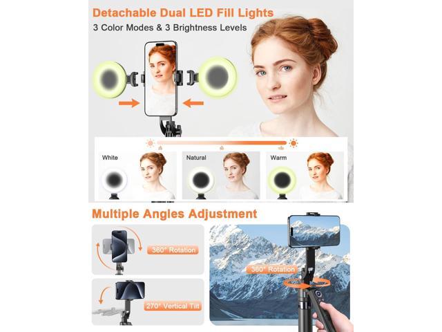 71 Auto Face Tracking Tripod for iPhone with Light,360° Rotating Phone Stand with Rechargeable Remote Control for TikTok Vlog Video Recording,...
