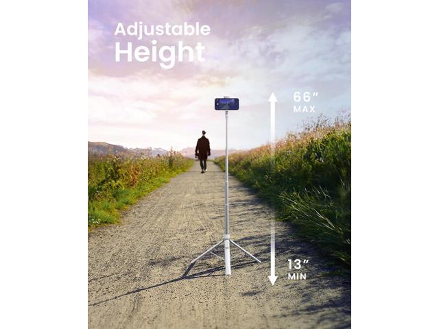 Tripod for iPhone, 66 JustTap Phone Tripod, Selfie Stick Cell Phone Stand for Recording Travel, Content Creator Essentials, White