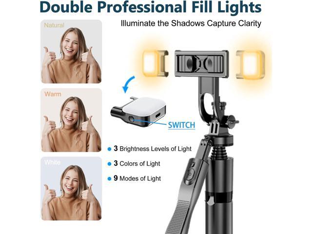 Selfie Stick Tripod for Phone with Light - 62' Phone Holder for Recording Selfie Stick Tripod Rotating Phone Stand Tall with Light 6 in 1 Selfie...