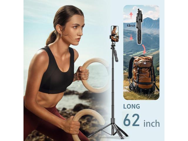Selfie Stick Tripod for Phone with Light - 62' Phone Holder for Recording Selfie Stick Tripod Rotating Phone Stand Tall with Light 6 in 1 Selfie...