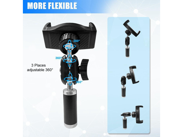 Tripod Phone Mount, Universal Phone Holder for Tripod, Cell Phone Tripod Mount Adapter Multi Angle Adjustment Tripod Phone Holder for iPhone,...