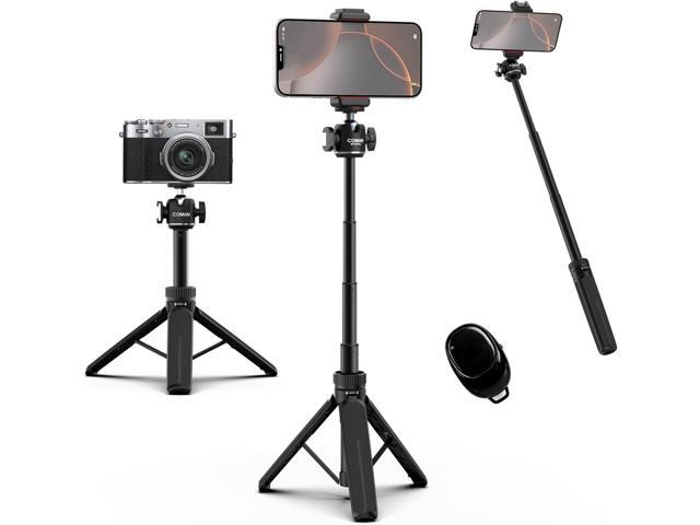 COMAN MT30-Pro Extendable Phone Tripod, 61cm Cell Phone Tripod Stand for iPhone with 360° Ball Head, Selfie Stick Vlog Stand with Remote, Tripod...