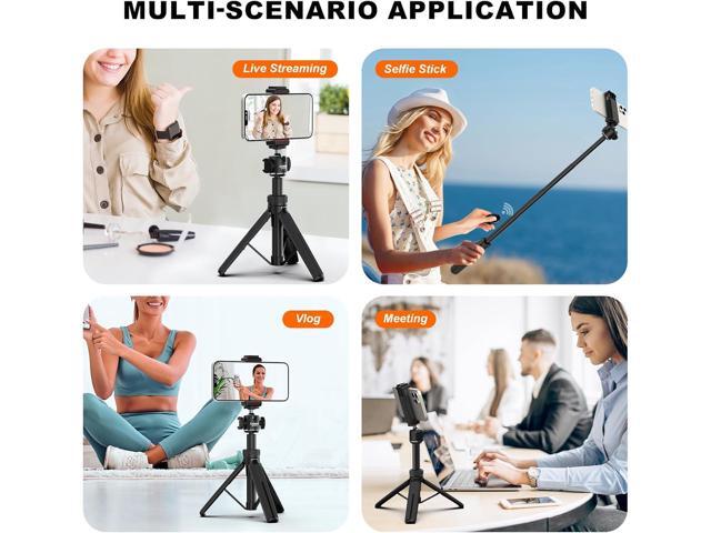 COMAN MT30-Pro Extendable Phone Tripod, 61cm Cell Phone Tripod Stand for iPhone with 360° Ball Head, Selfie Stick Vlog Stand with Remote, Tripod...