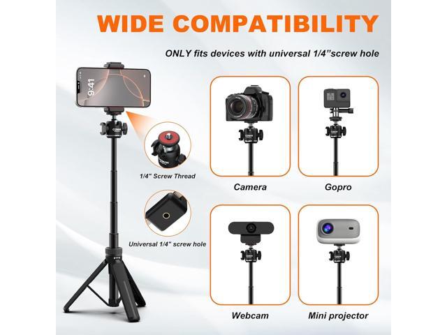 COMAN MT30-Pro Extendable Phone Tripod, 61cm Cell Phone Tripod Stand for iPhone with 360° Ball Head, Selfie Stick Vlog Stand with Remote, Tripod...