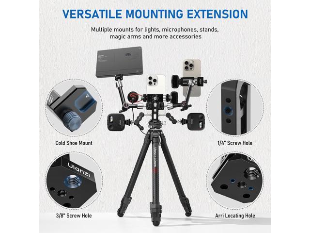 Ulanzi MA53 Smartphone Tripod Adapter, Arca Swiss/Uka Port, 2 Cold Shoe, 360 Metal Phone Tripod Adapter, iPhone Samsung Holder for Photo Video...