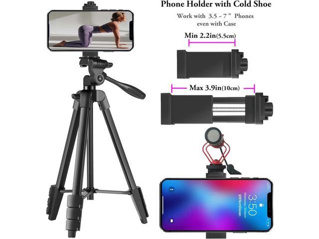 55'' Camera Tripod with Travel Bag, Cellphone Tripod with Remote, Aluminum Portable Travel Tripod Stand with Phone Mount for...
