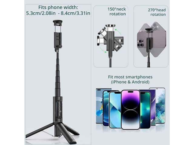 Selfie Stick Tripod with Remote Aluminum Alloy Phone Tripod Bluetooth Remote and 270°Rotation Stand Compatible with iPhone and Android Phone
