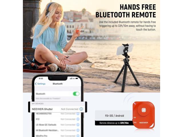 NEEWER Tripod for iPhone with Remote, Mini Flexible Phone Tripod Stand Vlog Selfie Stick with Phone Holder & Action Camera Adapter Compatible with...