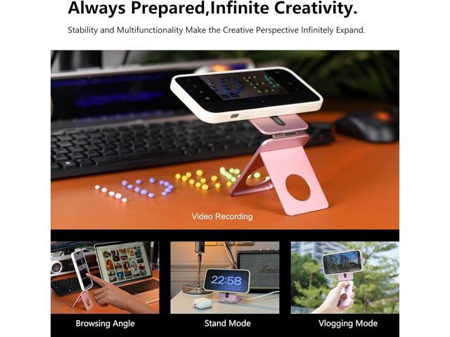 Phone Tripod Stand, Aluminum Alloy Mini Tripod Compatible with Magsafe iPhone 16/15/14/13/12 Series, Foldable Strong Magnetic Phone Stand,...