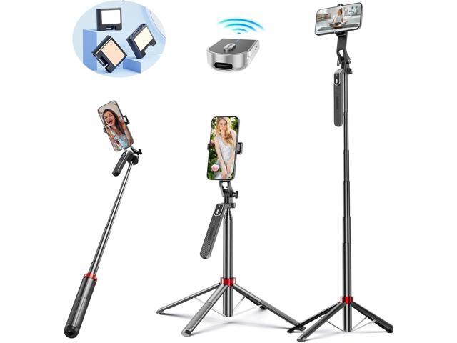 62' Phone Tripod for iPhone,Selfie Stick Tripod with Remote,Cell Phone Quadripod with Handheld Stabiliser for Video Recording,Compatible with Cell...