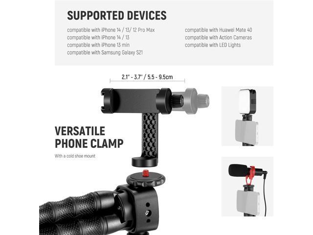 NEEWER T91 Flexible Tripod for iPhone Mini Cellphone Tripod Stand for Vlog, Magic Arms/Shutter/Phone Clamp/Action Camera Mount Compatible with GoPro