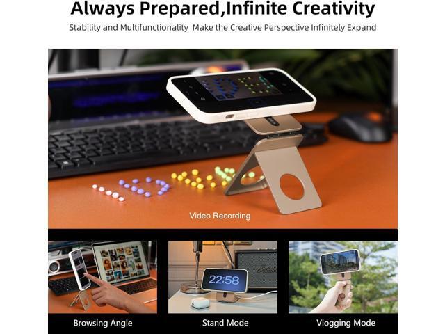 Phone Tripod Stand, Aluminum Alloy Mini Tripod Compatible with Magsafe iPhone 16/15/14/13/12 Series, Foldable Strong Magnetic Phone Stand,...