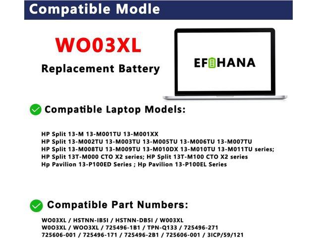 WO03XL Laptop Battery Replace for HP Split 13x2 13-M 13-M001TU 13-M002TU 13-M003TU 13T-M000/M100 13-M010DX CTO X2 Series Notebook HSTNN-DB5I/IB5I...