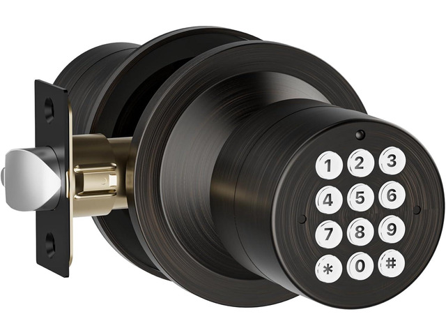 Keyless Entry Lock with Code, Digital Door Knob with Keypad for Bedroom Front Door Garage Home Apartment, Oil Rubbed Bronze