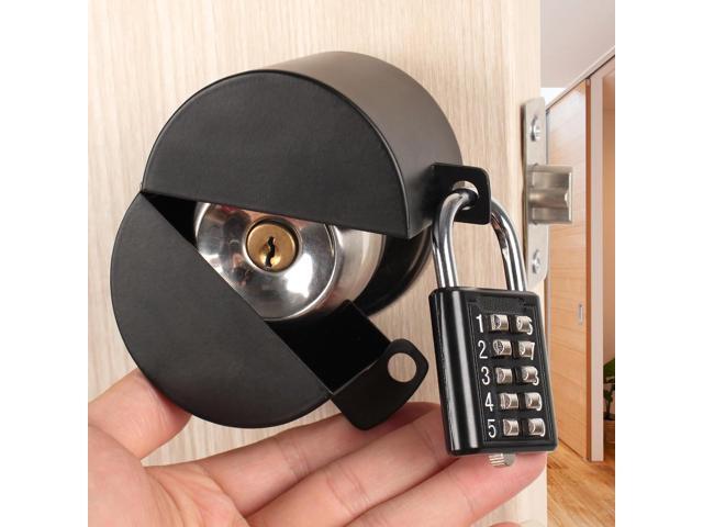 Door Knob Lock,Metal (Black) Apply to Door Lockout DevicePrevents Turning of Door knob and Access to Keyhole, Door knob Child Proof Cover case Door...