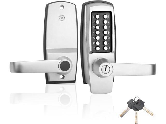 Keyless Entry Door Lock with Handle - Mechanical Door Lock 100% Without Batteries - Easy to Install & Use - Keypad Lock on Zinc-Alloy, Water and.
