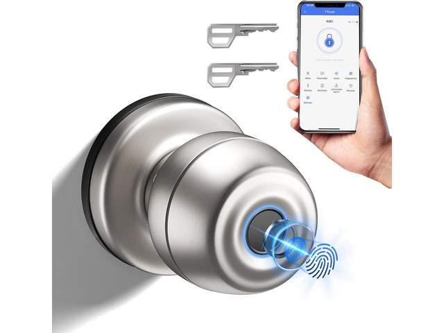 Smart Door Knob,Fingerprint Door Knob,Biometric Smart Door Lock with App Control,Metal Alloy Door Knob,Easy Installation,Great for...