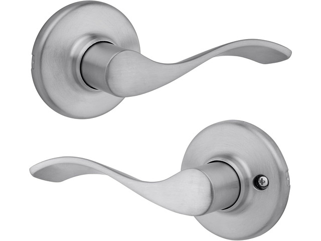 Kwikset Balboa Interior Privacy Door Handle with Lock, Door Lever for Bathroom and Bedroom, Satin Chrome Reversible Keyless Turn Lock, with...