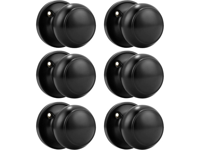 Probrico (6 Pack Classic Closet Door Knobs Dummy Door Knob, Individual Non-Turning Dummy Door Knob Single Side, Black Interior Door Knobs, Easy...
