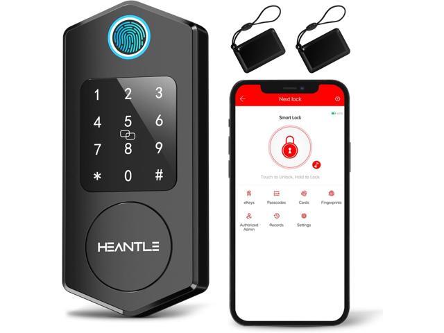 Keyless Entry Door Lock,HEANTLE Fingerprint Smart Deadbolts with Touchscreen Keypad for Front Door,Electronic Bluetooth Deadbolt with App...
