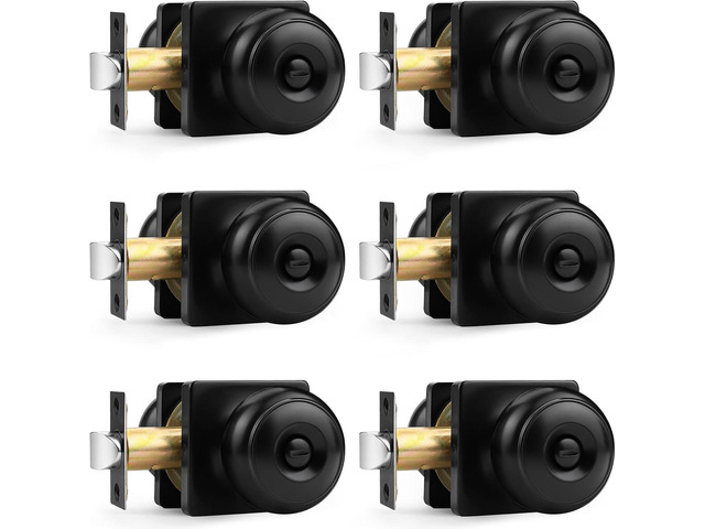 Probrico Black Door Knobs with Square Rosette, Privacy Door Handles for Bedroom, Door Knobs Black Interior Door Locks for Bathroom, Stainless Steel...