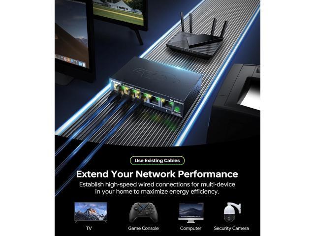 DualRateLED 5 Port Gigabit Ethernet Switch with VLAN Isolation, Higher Performance Unmanaged Network Switch, Plug & Play, Fanless Silent Operation,...