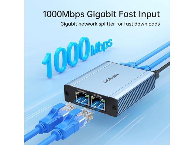 MT-VIKI Ethernet Splitter 1 to 3 High Speed 1000Mbps, Gigabit Dual RJ45 Splitter Adapter for Cat5/5e/6/7/8 Cable [3 Devices Simultaneously Networking]