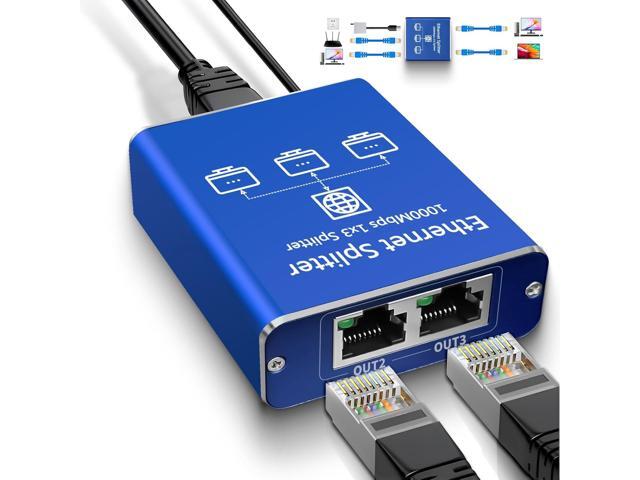 Ethernet Splitter 1 to 3 High Speed 1000Mbps, Gigabit Ethernet Splitter, LAN Splitter with USB Power Cable, RJ45 Splitter for Cat5/5e/6/7/8 Cable[3...