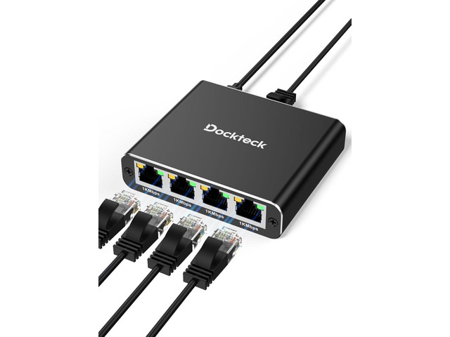 Ethernet Splitter 1 to 4 1000Mbps, Dockteck Internet Cable Splitter 1 in 4 Out High Speed Switch Network Gigabit for LAN RJ45 Port Router Switch...