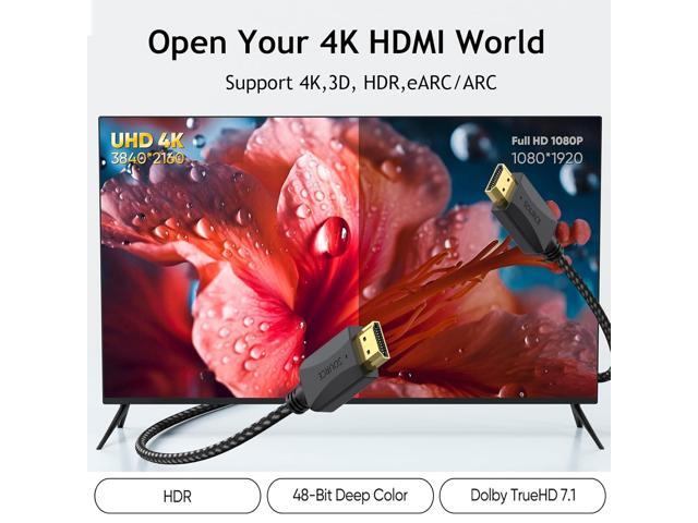 3FT HDMI Cable 10-Pack, 4K HDMI Cable Multipack Braided- High Speed Shielded HDMI 2.0 Cable Male to Male Flexible with Ethernet, 4K HDR 3D ARC &...