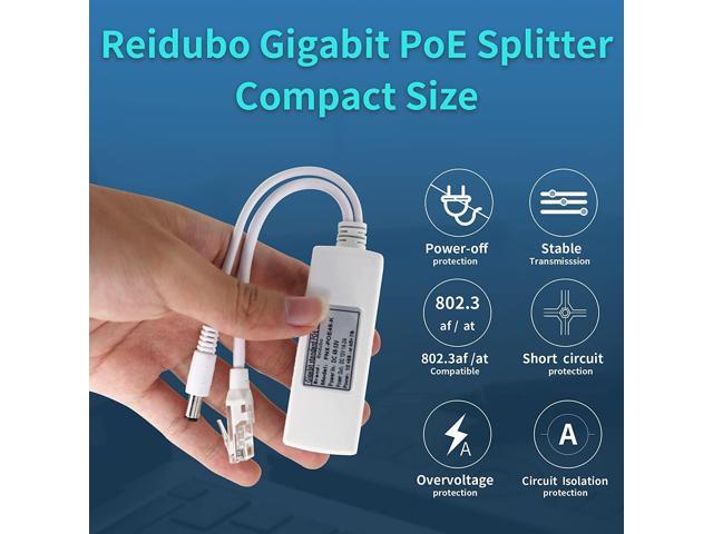 Gigabit PoE Splitter Adapter,12V 2A Output,1000Mbps, IEEE 802.3AF/at, Suitable for IP Cameras, AP WiFi, IP Phones, and Other DC Power Supply...