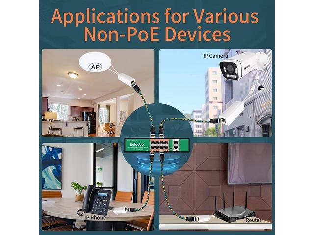 Gigabit PoE Splitter Adapter,12V 2A Output,1000Mbps, IEEE 802.3AF/at, Suitable for IP Cameras, AP WiFi, IP Phones, and Other DC Power Supply...