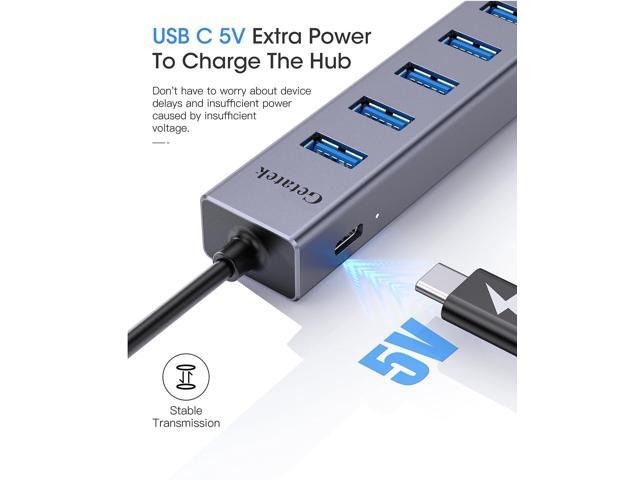 USB 3.0 Hub, 8 Ports USB Ethernet Hub, with 7 USB 3.0 Port, 5V Extra Power Port, Aluminum Shell USB A HUB, USB Expander for Laptop, Flash Drive,...