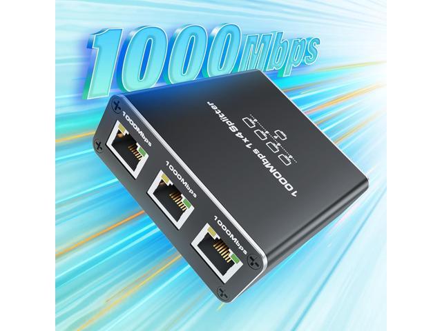 Ethernet Splitter 1 to 4 High Speed 1000Mbps, BolAAzuL Gigabit RJ45 Splitter Adapter 1 in 4 Female Out, LAN/Internet Cable Cat 8/7/6/5/5e Network...
