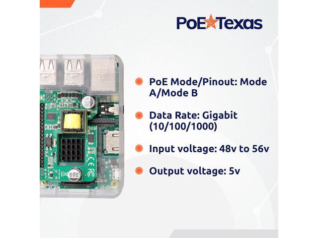 PoE Texas Raspberry Pi PoE Hat - Power Over Ethernet PiHat Fits Raspberry Pi 3 B+ and Pi 4 - Slim, Sleek, Compact, Heat Sink, Fanless - Works with...