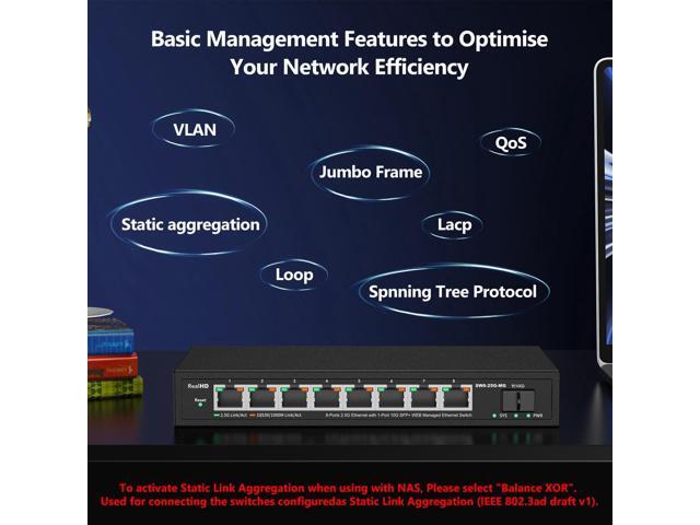 8 Port 2.5Gb Web Managed Ethernet Network Switch with 8 x 2.5 Gigabit 1 x 10G SFP+ Work with 10-100-1000Mbps Devices 60G Bandwidth Fanless...