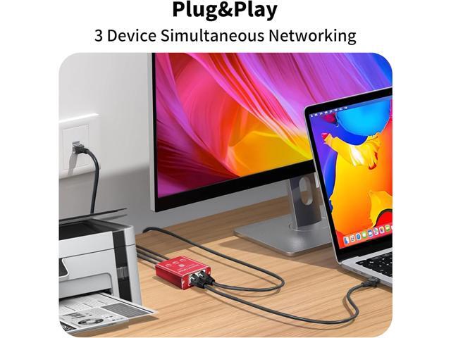Ethernet Splitter 1 to 3 High Speed 1000Mbps, Gigabit Ethernet Splitter, LAN Splitter Dual LAN RJ45 Port Router Switch for Cat5/5e/6/7/8 Cable,...