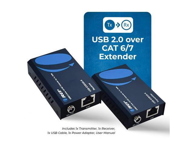 OREI USB 2.0 Over Ethernet Cat5e/6 Extender LAN Upto 330 Feet - Extends 2 Ports USB-A Signal Over LAN Ethernet - Power Over Cable for Long Distance...