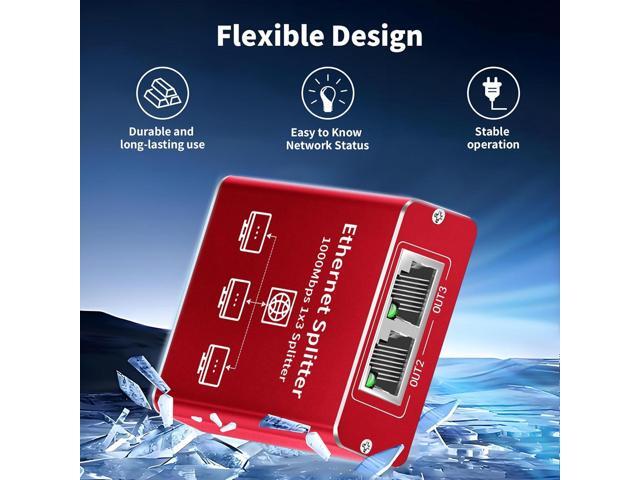 Ethernet Splitter 1 to 3 High Speed 1000Mbps, Gigabit Ethernet Splitter, LAN Splitter Dual LAN RJ45 Port Router Switch for Cat5/5e/6/7/8 Cable,...