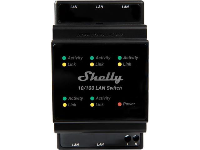 Shelly LAN Switch 5 Port RJ45 10/100 Mbps Fast Ethernet Switch DIN-Mountable Fanless Plug & Play Energy-Saving Easy Installation &...