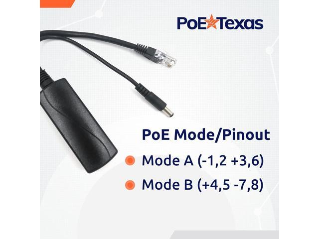PoE Texas IEEE 802.3af 12v Splitter - Power Over Ethernet Single PoE Splitter 12v 12w Gigabit Data - Active Opto-Isolated Protection for 12 Volt DC...