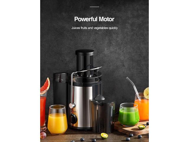 QCen Juicer Machine, 500W Centrifugal Juicer Extractor with Wide Mouth 3 Feed Chute for Fruit Vegetable, Easy to Clean, Stainless Steel, BPA-free...