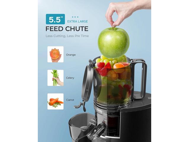 Cold Press Juicer, EUHOMY 5.5' Extra Large Feed Chute Slow Masticating Juicer, 250W Juicer Machines, 99.6% High Juice Yield, Easy to clean, Reverse...