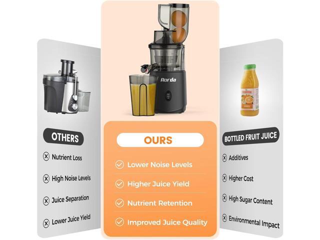 Slow Cold Press Juicer Machines: Masticating Cold Pressed Compact Juicer For Vegetable And Fruit Easy To Clean, Silver Grey
