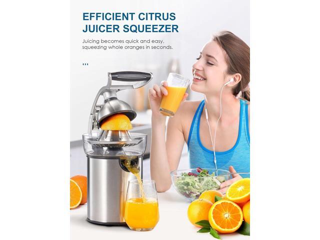 QCen Electric Citrus Juicer Squeezer, Electric Juicer for Orange, Lemon and Limes with Rubber Handle and Two Size Cones, Anti-Drip Spout, Easy to...