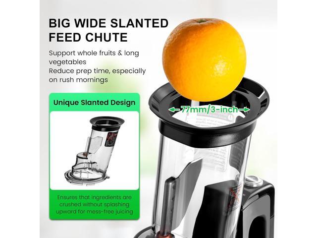 Ventray Cold Press Juicer, 3'' Wide Feed Chute Slow Masticating Juicer Machine for Whole Fruits & Vegetables, 240W Powerful Motor, Easy to Clean,...