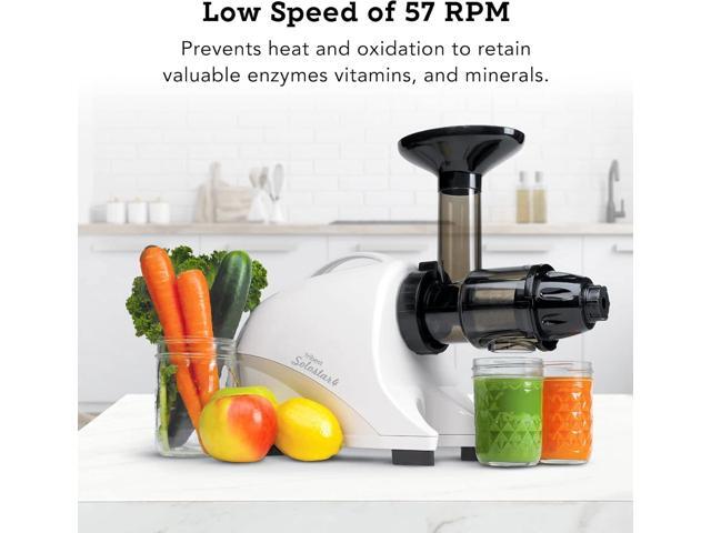 Tribest Solostar SS-4200-B Horizontal Slow Masticating Juicer, Single Auger Cold Press Juicer & Juice Extractor, White
