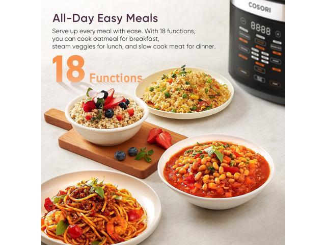 COSORI Rice Cooker 10 Cup, 24h Keep Warm, 18 Functions Fuzzy Logic Rice Maker with Stainless Steel Steamer Basket, Sauté, Slow Cooker, Black