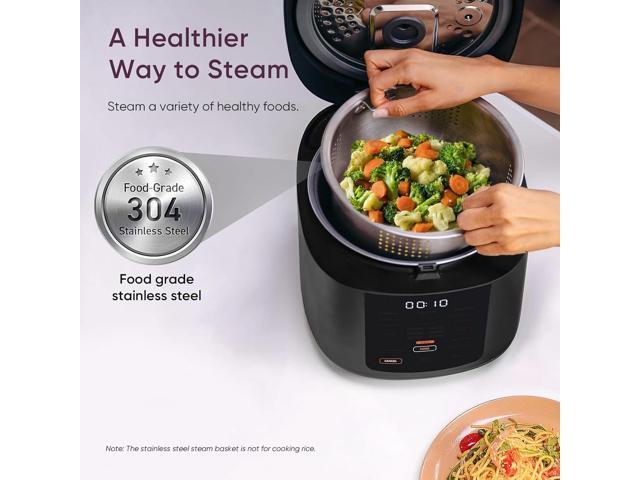COSORI Rice Cooker 10 Cup, 24h Keep Warm, 18 Functions Fuzzy Logic Rice Maker with Stainless Steel Steamer Basket, Sauté, Slow Cooker, Black